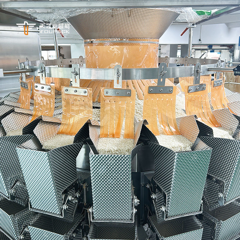 Βιομηχανικά πολυκεφαλικά ζυγαριά Συσκευή συσκευασίας Ποπκόρν Σνακ Σάκχαρα Μπισκότα Καφέ Κουκί Σφραγίσματα πλαστικών σακουλών Γραμμή συσκευασίας