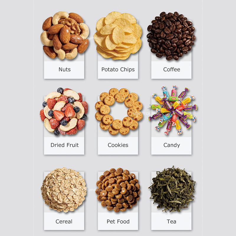 Αυτόματη μηχανή ζύγισης και συσκευασίας σνακ για τσιπς καρύδια γλυκά κόκκοι 5-200g High Speed Digital Sensor Packaging Line