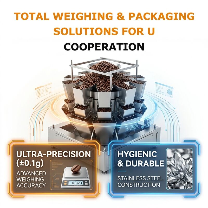 Σύστημα συσκευασίας κόκκων καφέ 24 Head Multihead Weigher για ακριβή συσκευασία υψηλής ταχύτητας