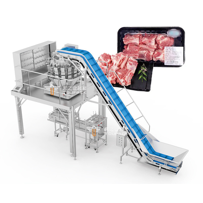 Ribeye Steaks Screw Multihead Weigher Εργαλεία συσκευασίας πλαστικών κουτιών